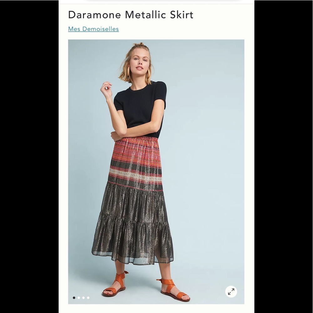 NWT Anthropologie Mes Demoiselles Paris Sparkle Gold Maxi Skirt Sz. 4/38